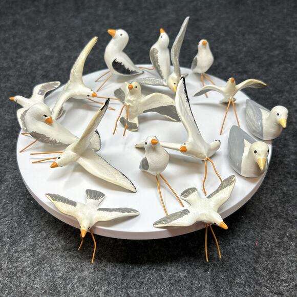 Ceramic Seagull Figurine Bundle 16 Birds Total Coastal Decor Beach Bird Art - Picture 1 of 5
